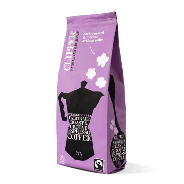 Fairtrade roast ground espresso coffee